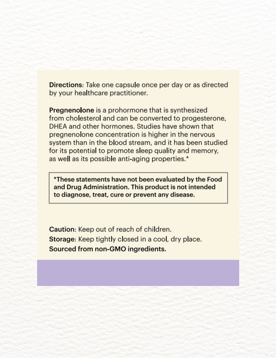 Pregnenolone 30mg Capsules Foundational Hormone Support 50 Day Supply