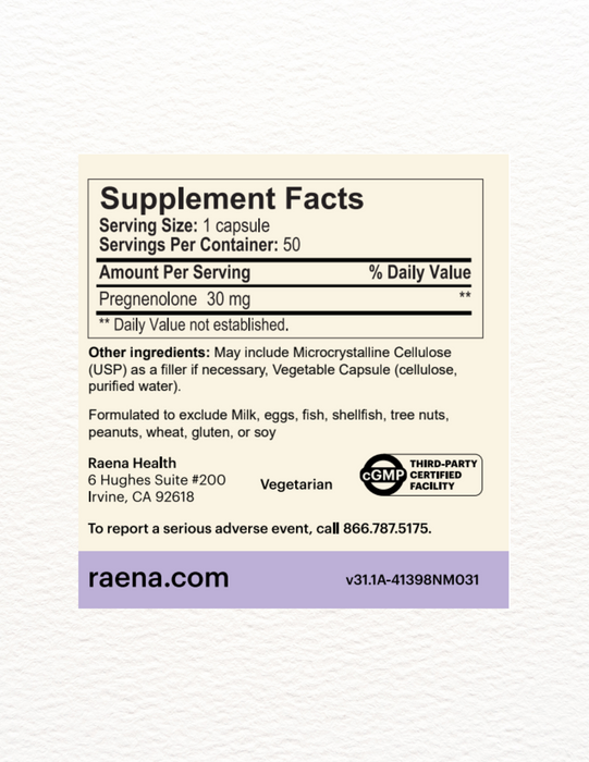 Pregnenolone 30mg Capsules Foundational Hormone Support 50 Day Supply