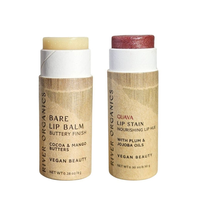 Set Of 2 Organic Lip Balms And Lip Stains For Hydration And Color