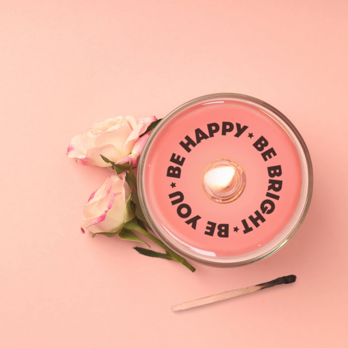 Be Happy Be Bright Be You Scented Candle With Hidden Message Reveal Wax Gift