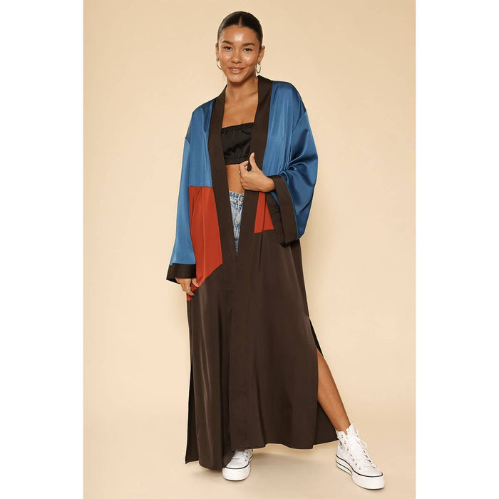 Desert Night Kimono Big Long Textured Satin Duster [Size SM Remaining]