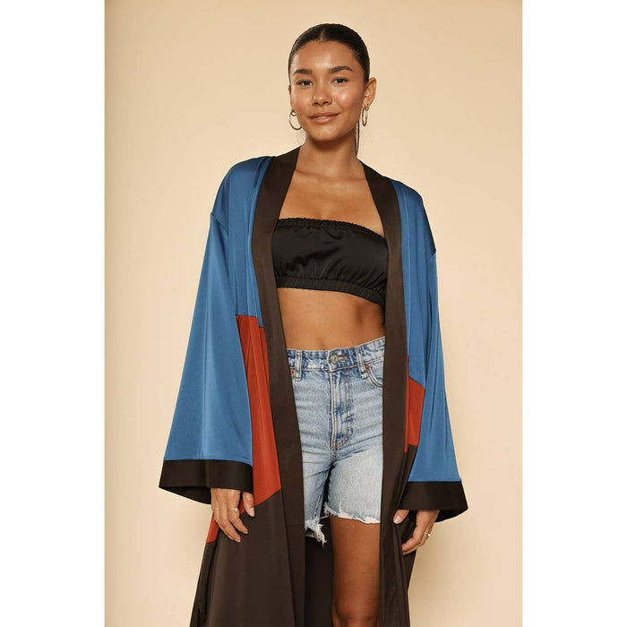 Desert Night Kimono Big Long Textured Satin Duster [Size SM Remaining]