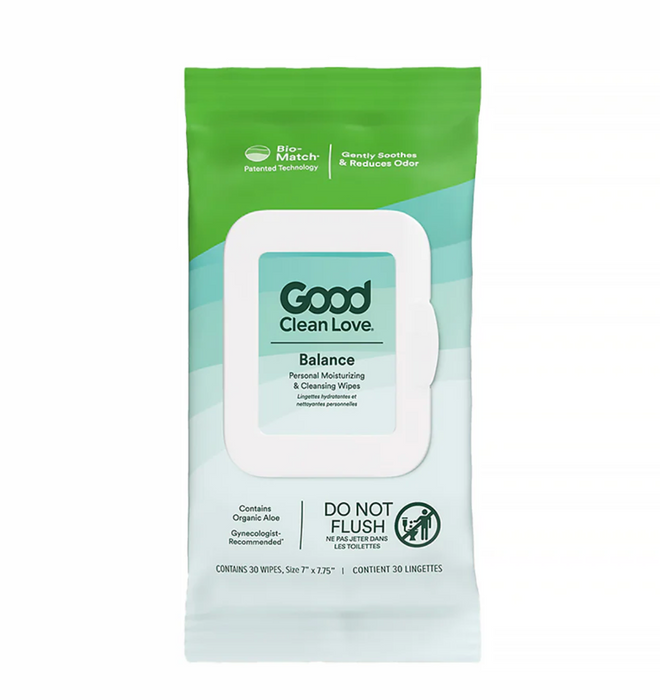 Good Clean Love Balance Personal Moisturizing & Cleansing Wipes – 30 Count product photo for Vespertine Boutique