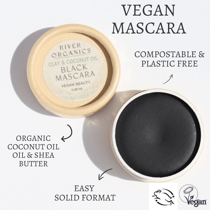 Black Vegan Zero Waste Mascara Plastic Free Volumizing Formula