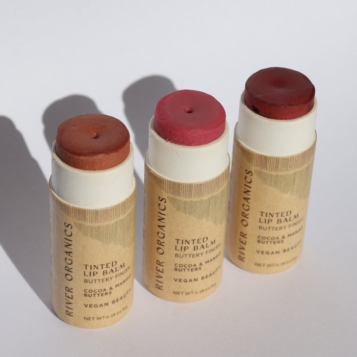 Set of 3 Tinted Vegan Lip Balms in Gift Box for Natural Hue