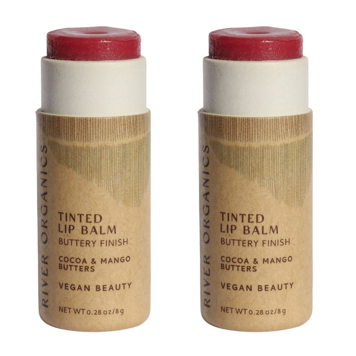Set Of 2 Organic Lip Balms And Lip Stains For Hydration And Color