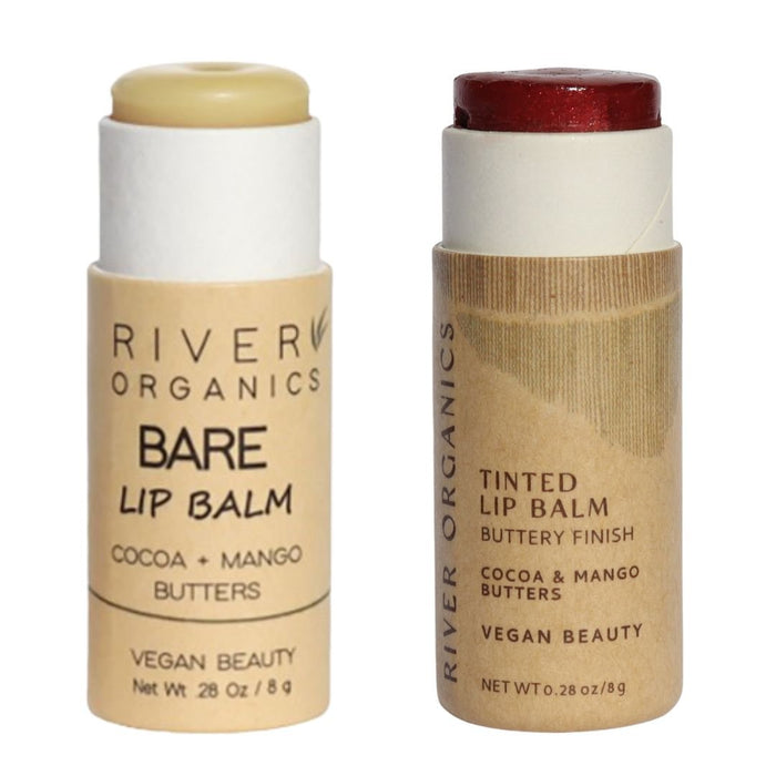 Set Of 2 Organic Lip Balms And Lip Stains For Hydration And Color