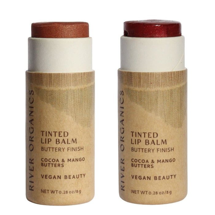 Set Of 2 Organic Lip Balms And Lip Stains For Hydration And Color