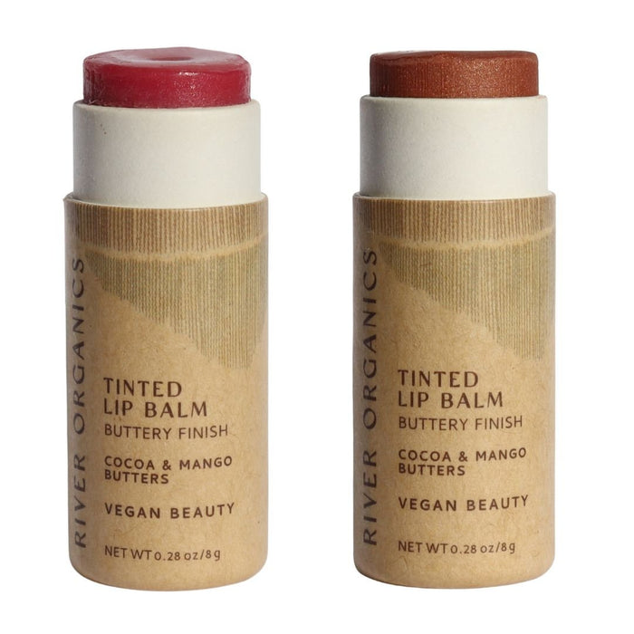 Set Of 2 Organic Lip Balms And Lip Stains For Hydration And Color