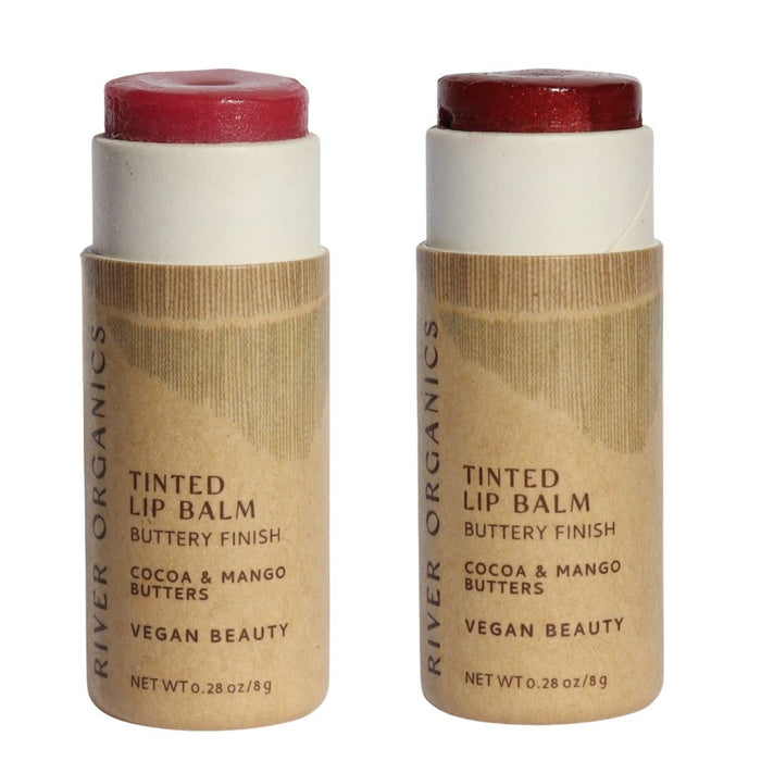 Set Of 2 Organic Lip Balms And Lip Stains For Hydration And Color
