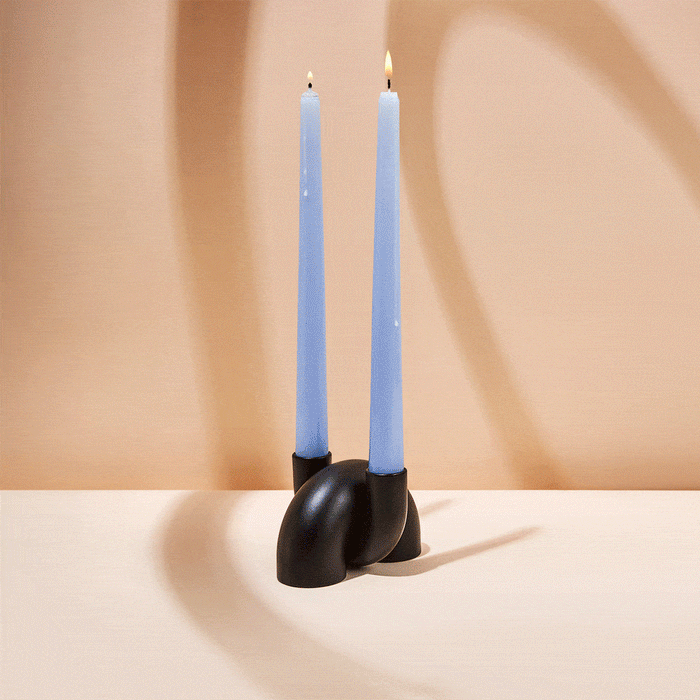Macaroni 2 in 1 Candle Holder for Tapers and Tealights Black Lex Pott