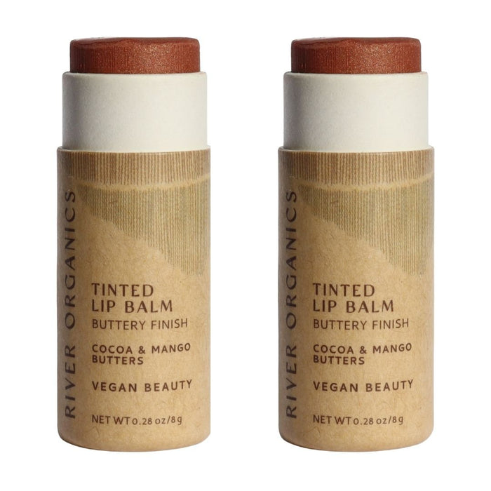 Set Of 2 Organic Lip Balms And Lip Stains For Hydration And Color