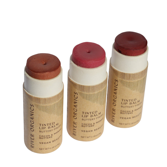Set of 3 Tinted Vegan Lip Balms in Gift Box for Natural Hue