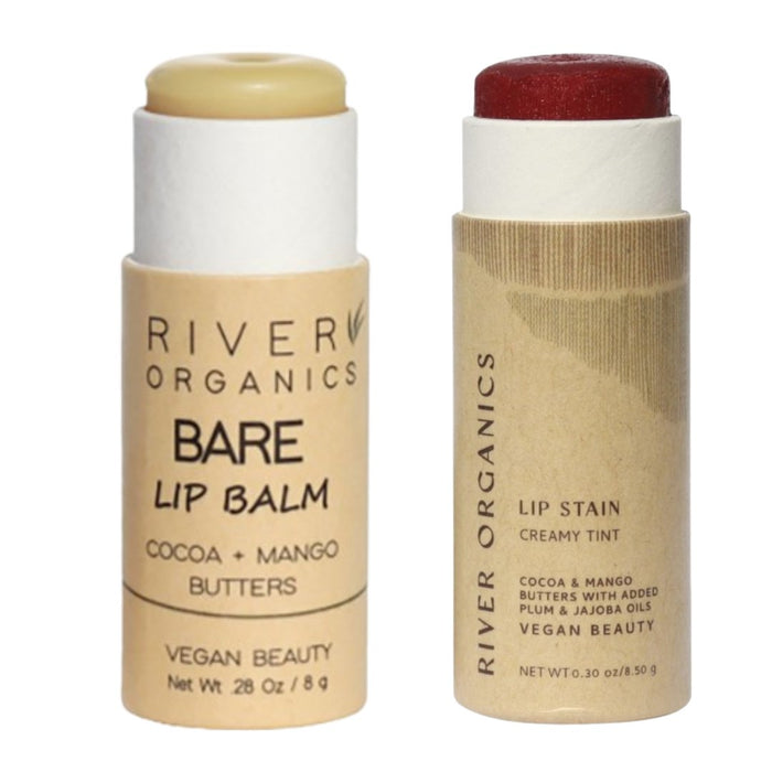 Set Of 2 Organic Lip Balms And Lip Stains For Hydration And Color