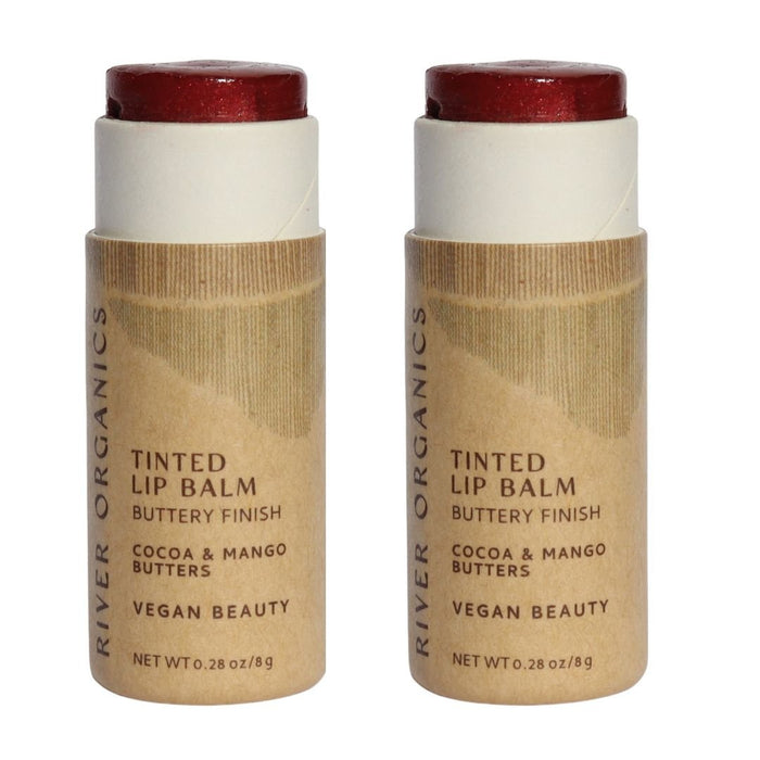 Set Of 2 Organic Lip Balms And Lip Stains For Hydration And Color