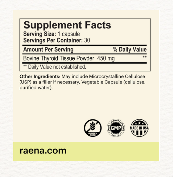 Grass Fed Glandular Desiccated Thyroid 450 Mg Supplement For Energy Metabolism