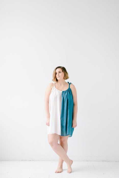 Sheer Tie Strap Babydoll in Silk Cotton Blend