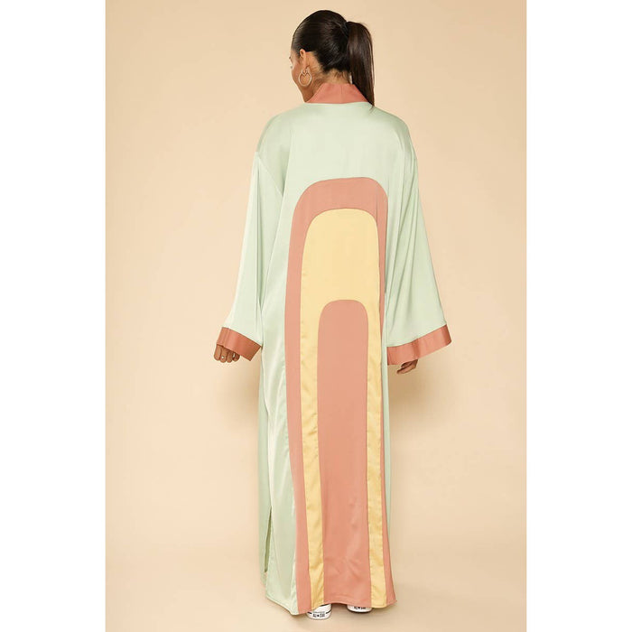 [Size L Remaining] Retro Arch Kimono Big Long Textured Satin Duster [Size L Remaining]