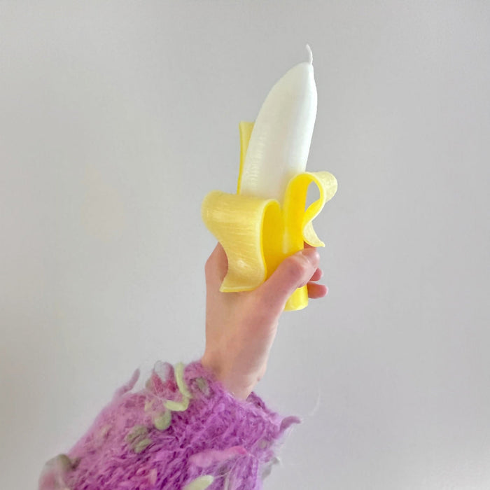 Hand Carved Big Banana Candle Pre Peeled Display Or Burn Novelty Gift