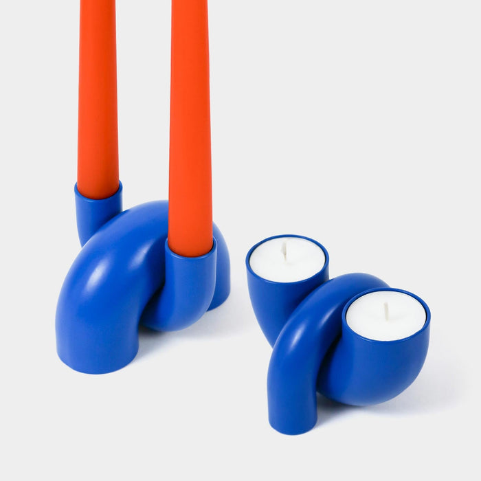 Macaroni Dual Function Candleholder For Tapers And Tealights Royal Blue