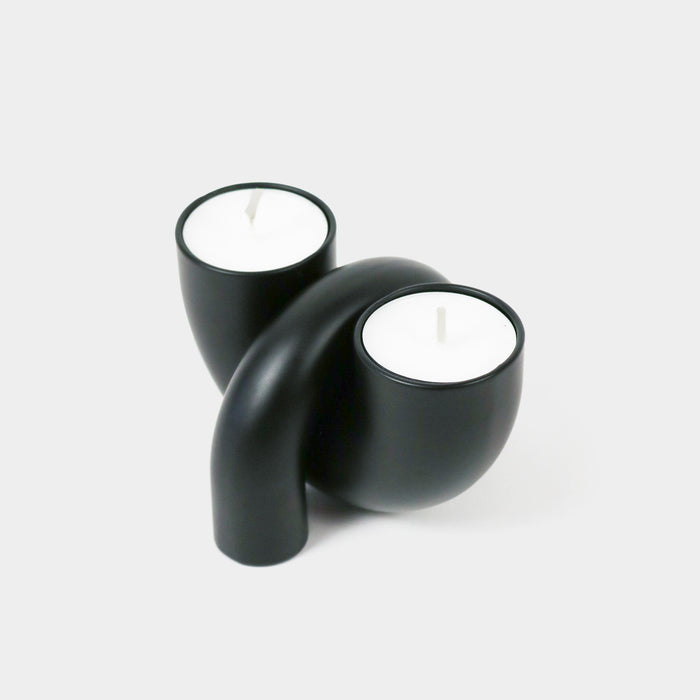 Macaroni 2 in 1 Candle Holder for Tapers and Tealights Black Lex Pott