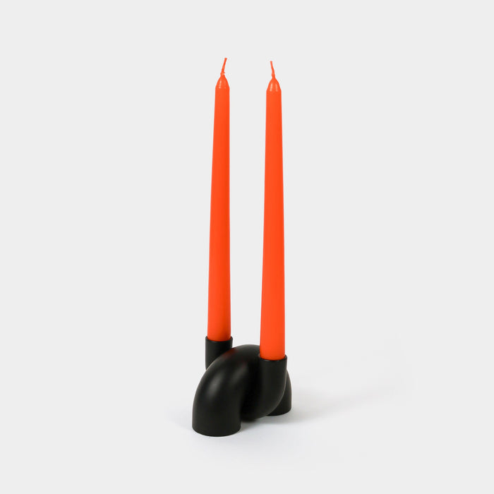 Macaroni 2 in 1 Candle Holder for Tapers and Tealights Black Lex Pott