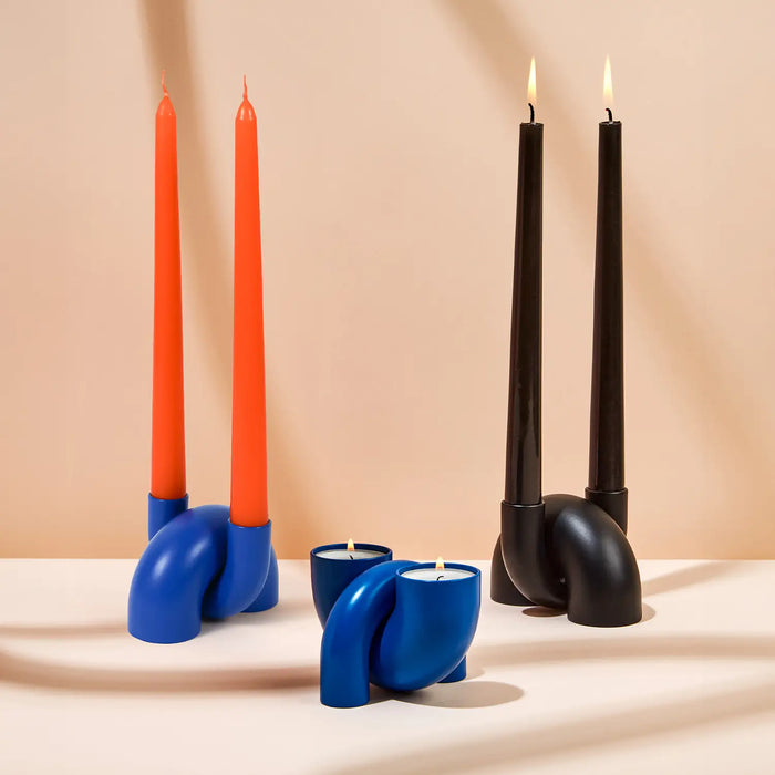 Macaroni Dual Function Candleholder For Tapers And Tealights Royal Blue