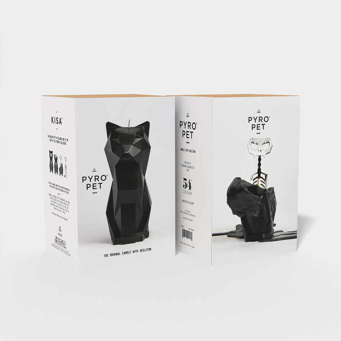 PyroPet Kisa Cat Candle Black Skeletal Surprise With Metallic Interior
