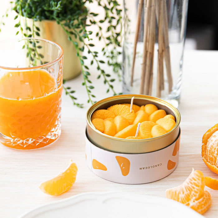 Candlecan Peeled Tangerines Scented Candle With Realistic Peel Design