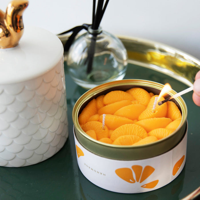 Candlecan Peeled Tangerines Scented Candle With Realistic Peel Design