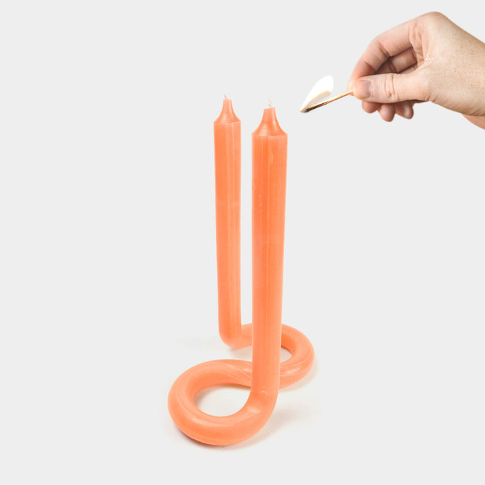 Twist Orange Candle Flexible Wax Sculpture With Integrated Base
