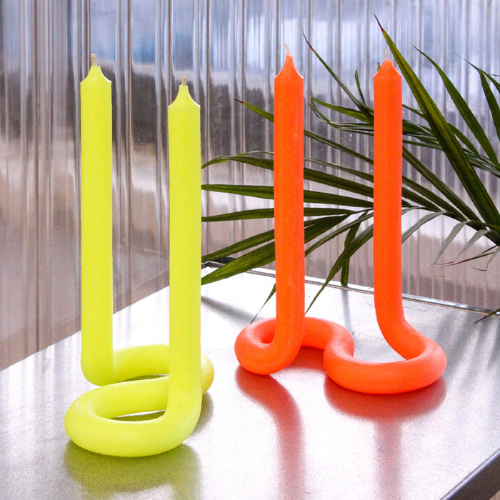 Twist Orange Candle Flexible Wax Sculpture With Integrated Base
