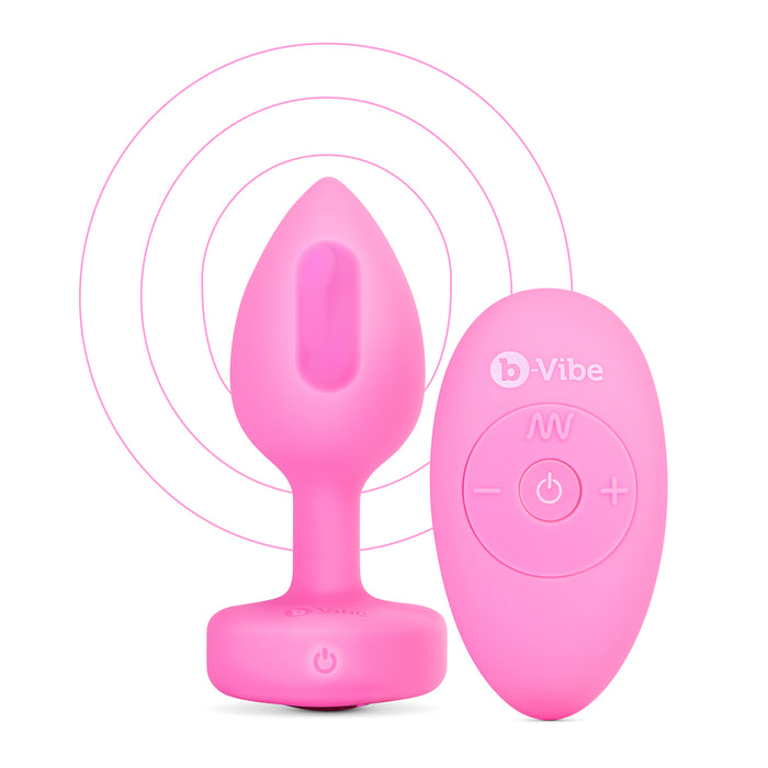 B-Vibe Vibrating Heart Plug Small/Medium - Pink Topaz
