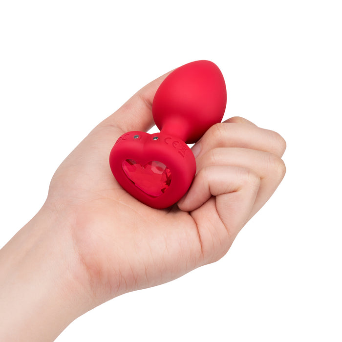 B-Vibe Vibrating Heart Plug Medium/Large - Scarlet Ruby